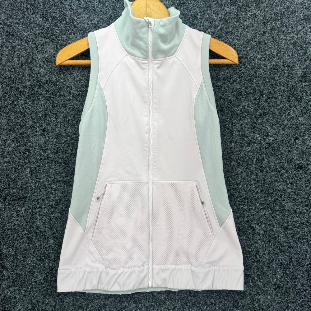 Lululemon Athletica Pink Mint Green Full Zip Athletic Vest Size 4 Mock Neck
